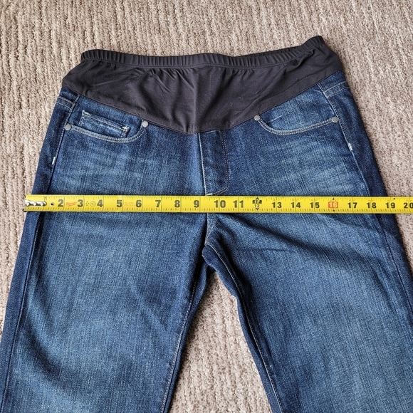 PAIGE JEANS MATERNITY LAUREL CANYON DENIM BOOTCUT FLARE  DARK WASH 3O X 33 - Picture 10 of 15
